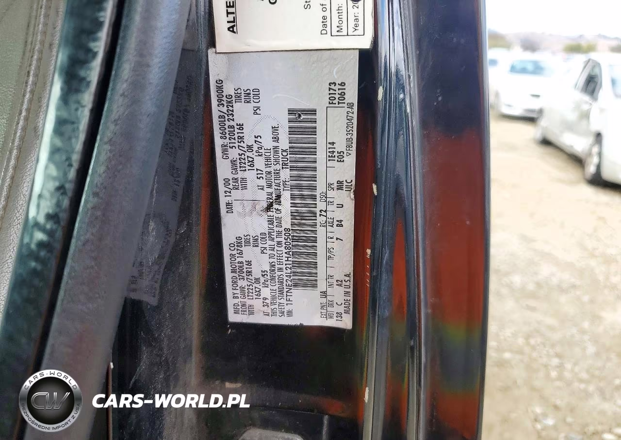 2001 Ford E250 Delivery Van VIN:1FTNE24L21HA80508 - 13