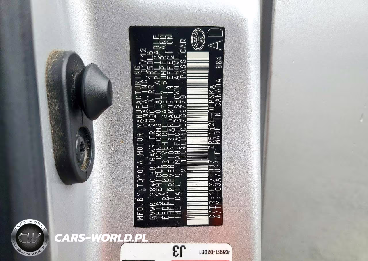 2012 Toyota Corolla S VIN:2T1BU4EE4CC769779 - 12