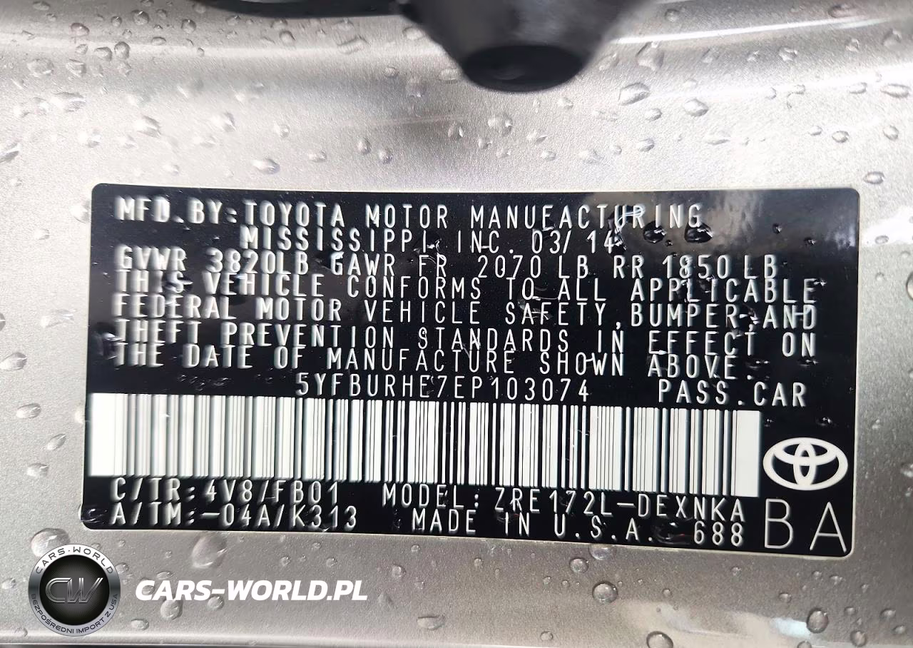 2014 Toyota Corolla Le Plus VIN:5YFBURHE7EP103074 - 12