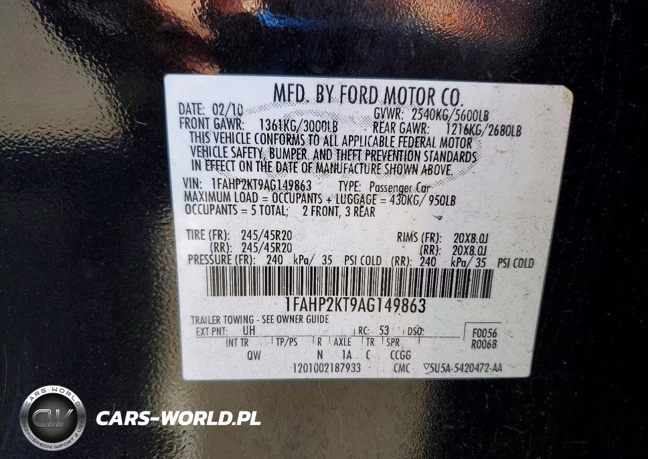 2010 Ford Taurus Sho VIN:1FAHP2KT9AG149863 - 12
