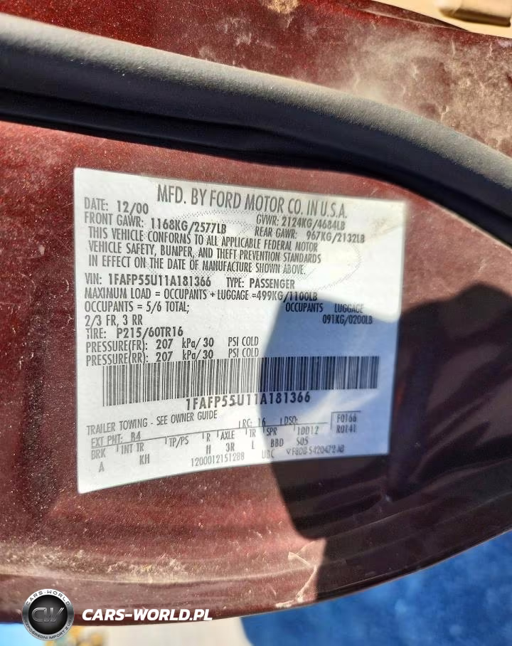 2001 Ford Taurus Ses VIN:1FAFP55U11A181366 - 12