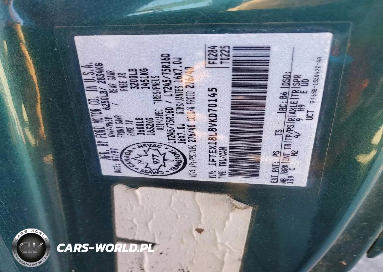 1997 Ford F150 VIN:1FTEX18L8VKD70145 - 12
