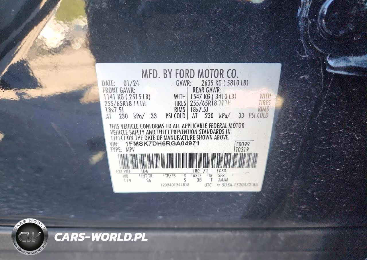 2024 Ford Explorer Xlt VIN:1FMSK7DH6RGA04971 - 14