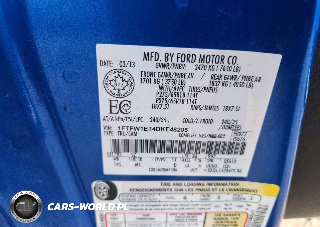2013 Ford F150 Supercrew VIN:1FTFW1ET4DKE48205 - 12