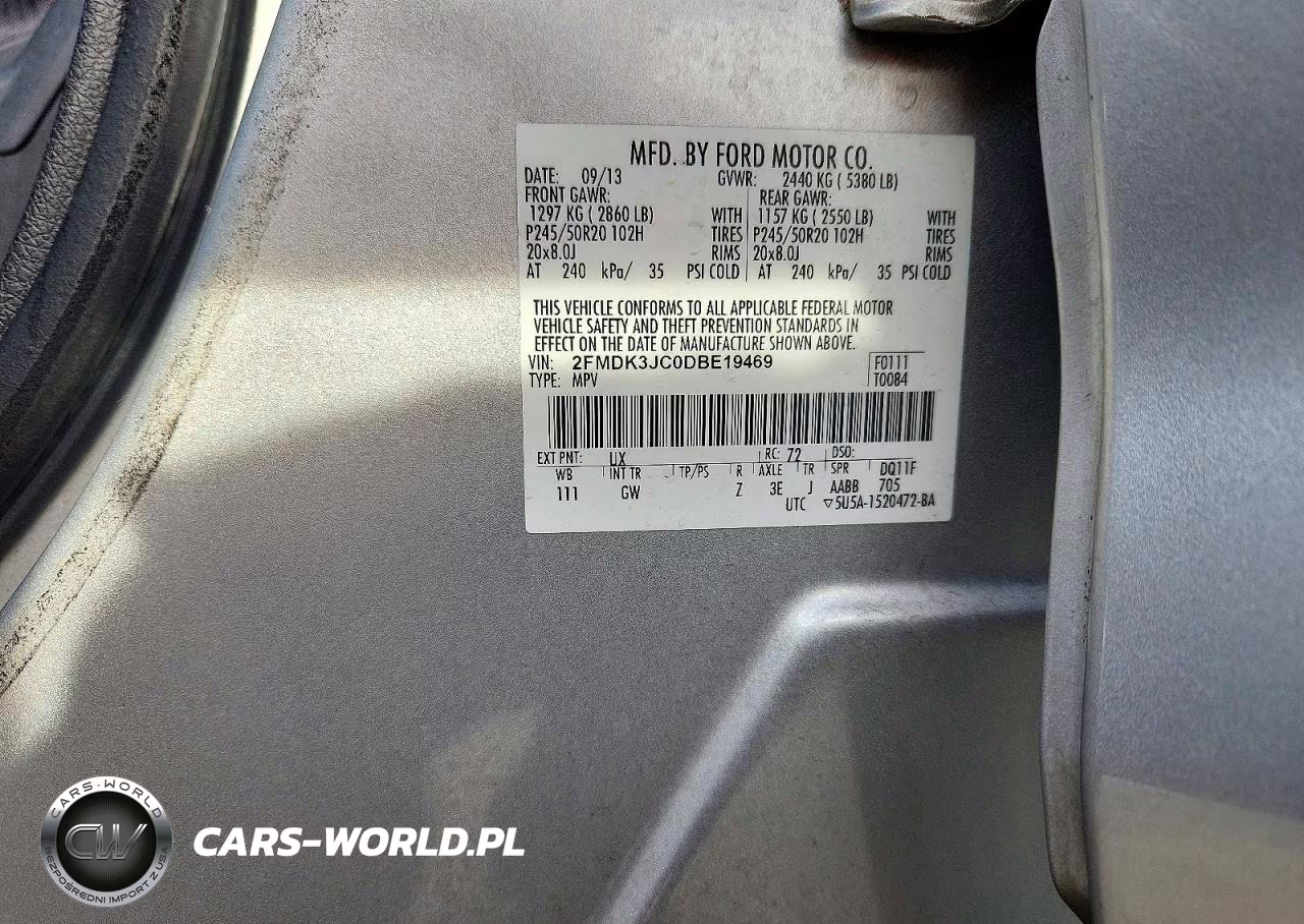 2013 Ford Edge Sel VIN:2FMDK3JC0DBE19469 - 12