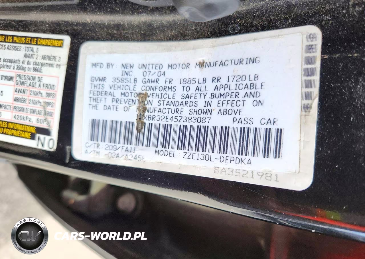 2005 Toyota Corolla Ce VIN:1NXBR32E45Z383087 - 12