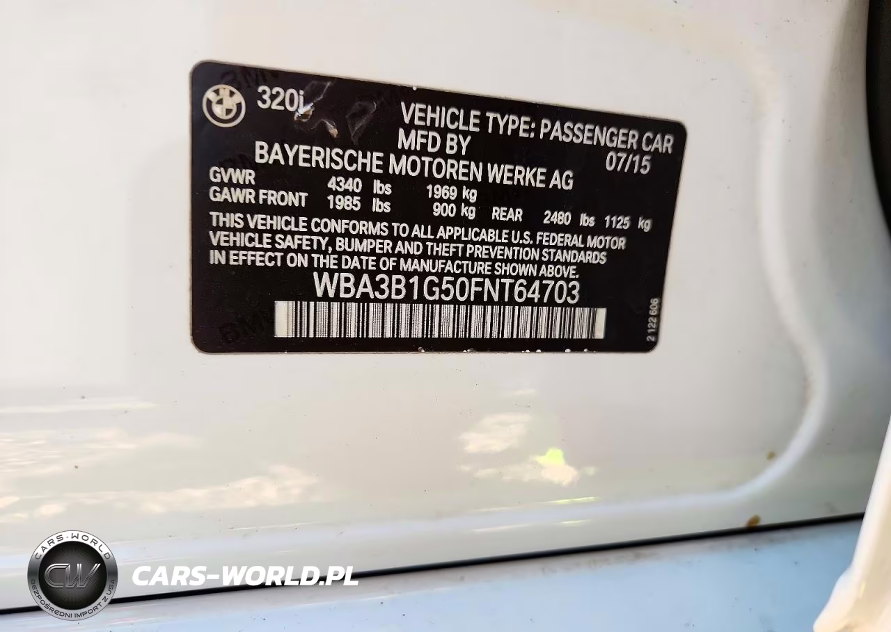2015 BMW 320 I VIN:WBA3B1G50FNT64703 - 12