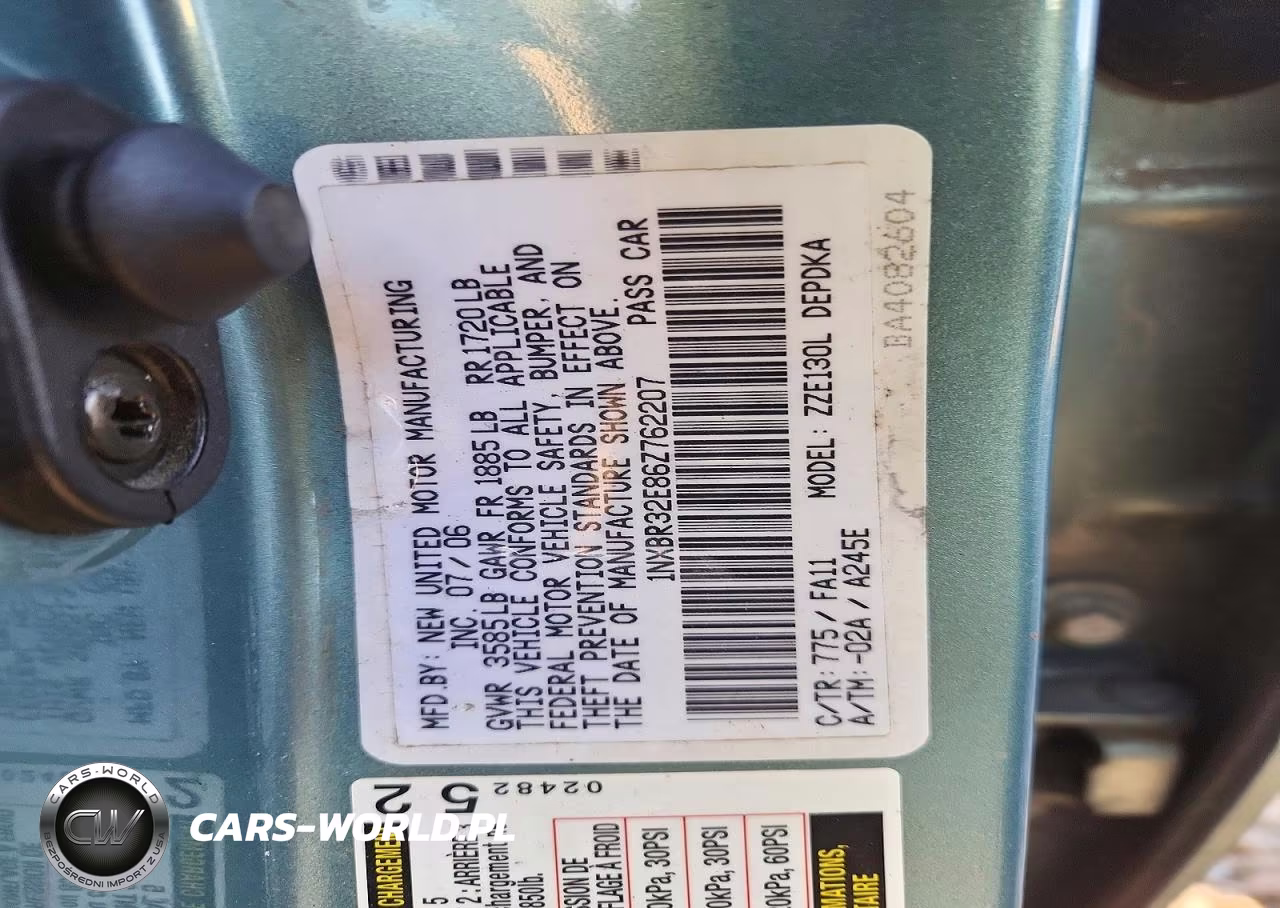 2006 Toyota Corolla Ce VIN:1NXBR32E86Z762207 - 12