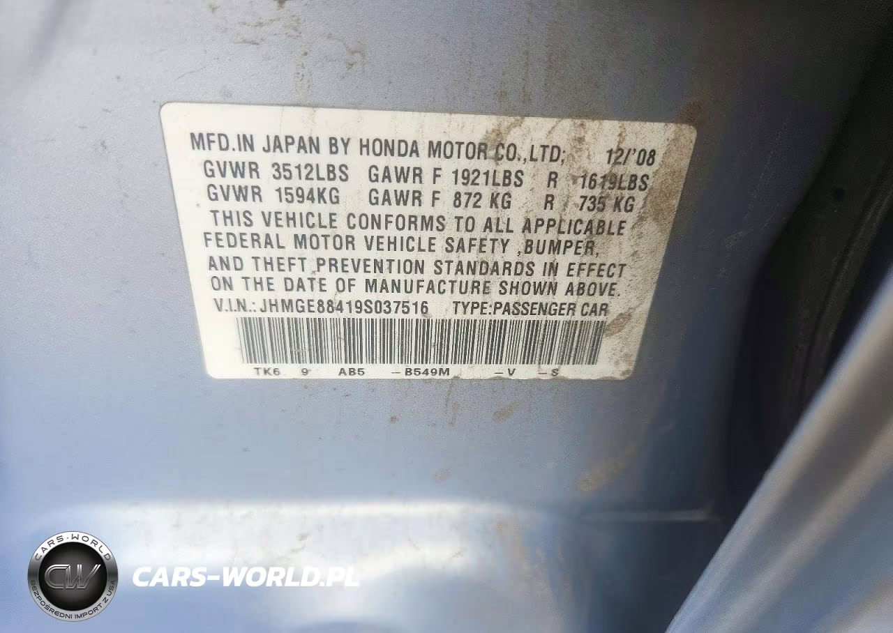2009 Honda Fit Sport VIN:JHMGE88419S037516 - 13