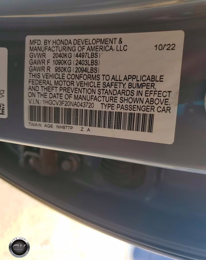 2022 Honda Accord Hybrid Sport VIN:1HGCV3F20NA043720 - 12