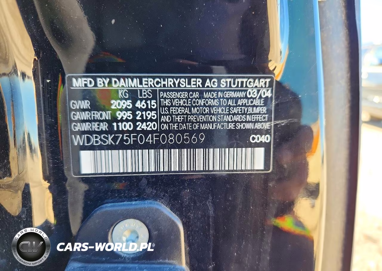 2004 Mercedes-Benz Sl 500 VIN:WDBSK75F04F080569 - 12