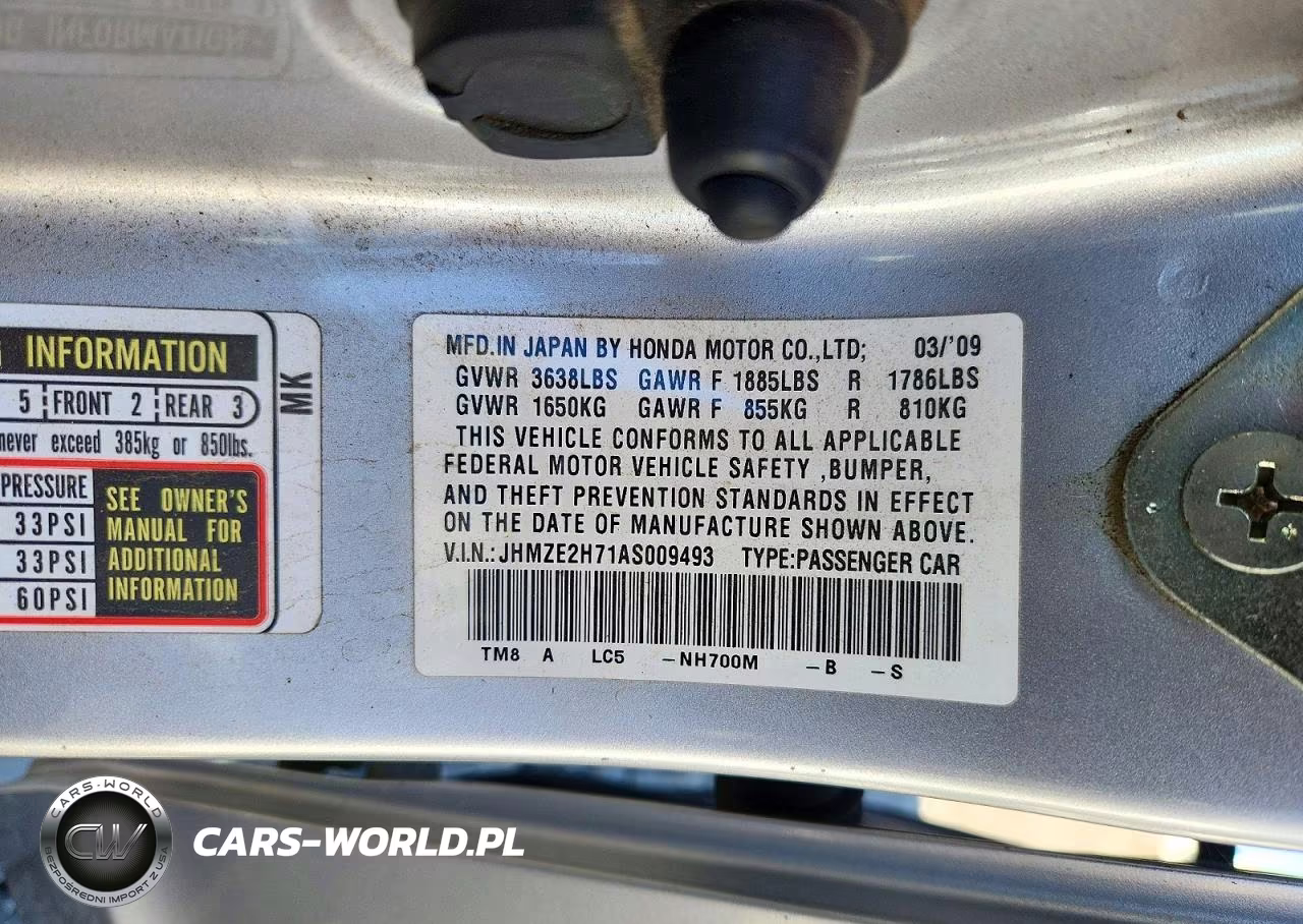 2010 Honda Insight Ex VIN:JHMZE2H71AS009493 - 12