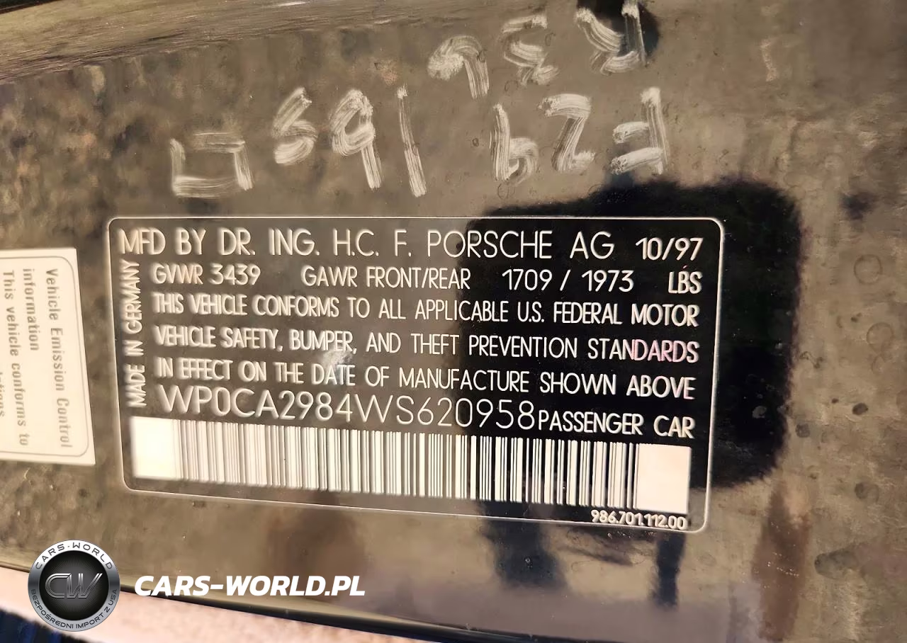 1998 Porsche Boxster VIN:WP0CA2984WS620958 - 13
