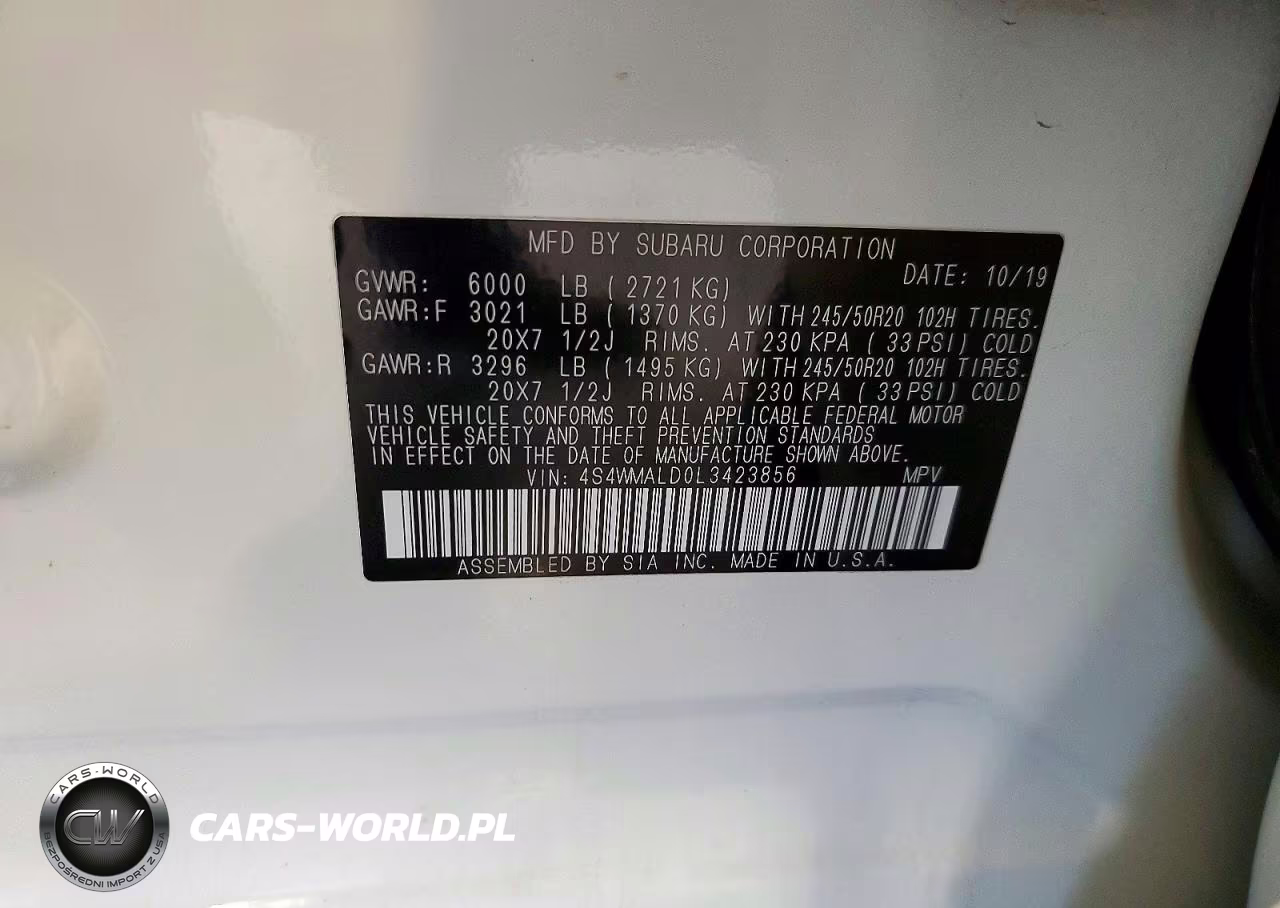 2020 Subaru Ascent Limited VIN:4S4WMALD0L3423856 - 13
