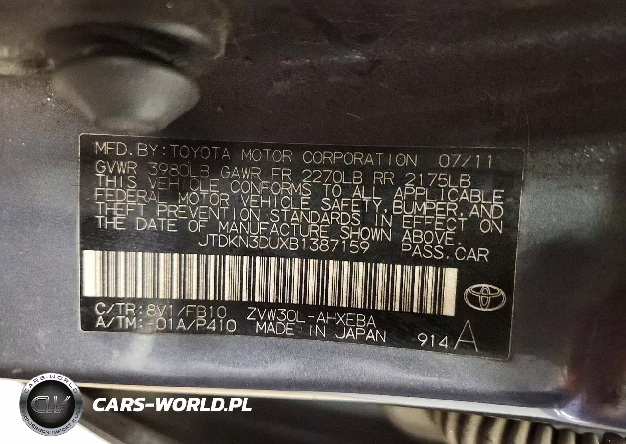 2011 Toyota Prius Three VIN:JTDKN3DUXB1387159 - 12
