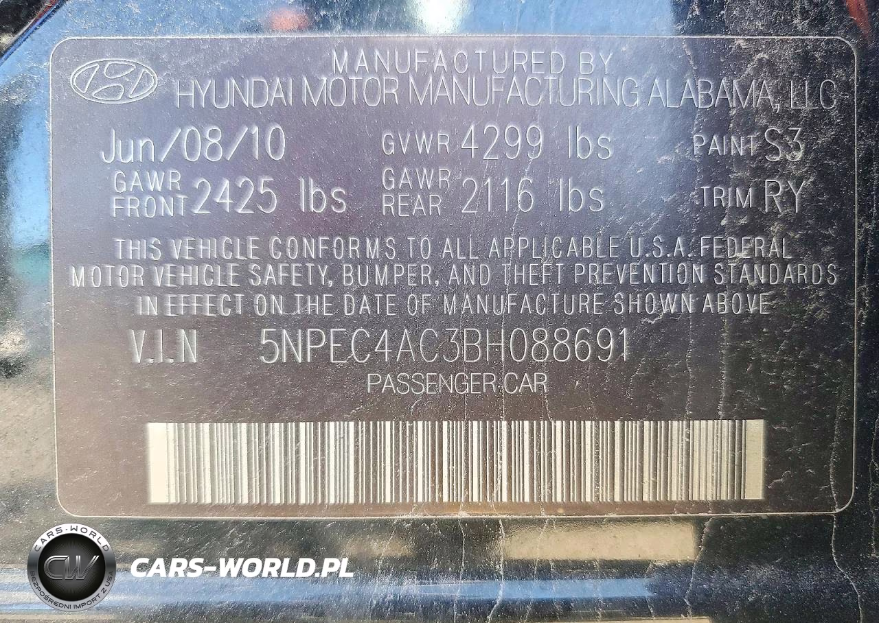 2011 Hyundai Sonata Se VIN:5NPEC4AC3BH088691 - 12