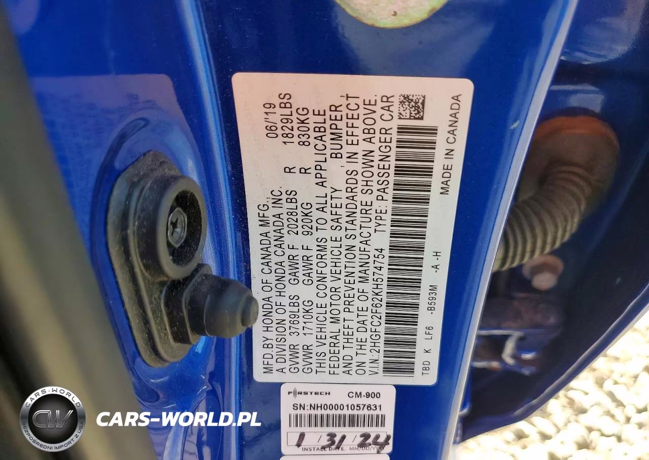 2019 Honda Civic Lx VIN:2HGFC2F62KH574754 - 12