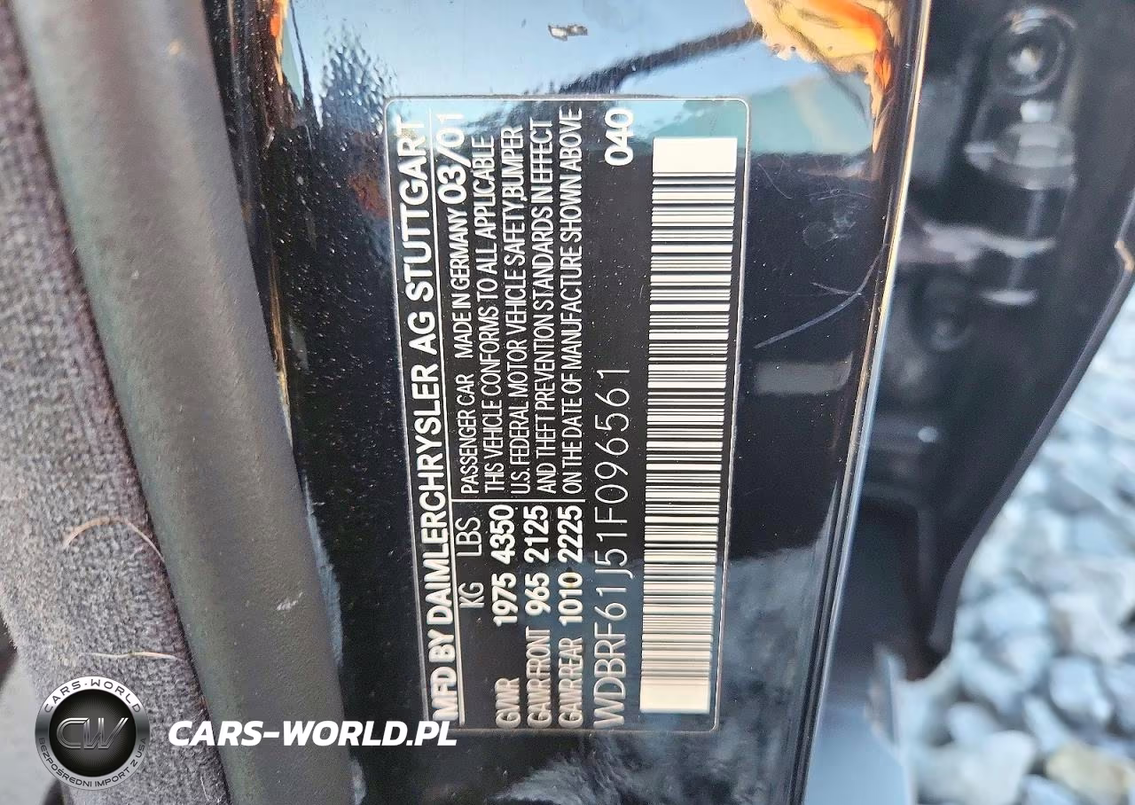 2001 Mercedes-Benz C 240 VIN:WDBRF61J51F096561 - 12