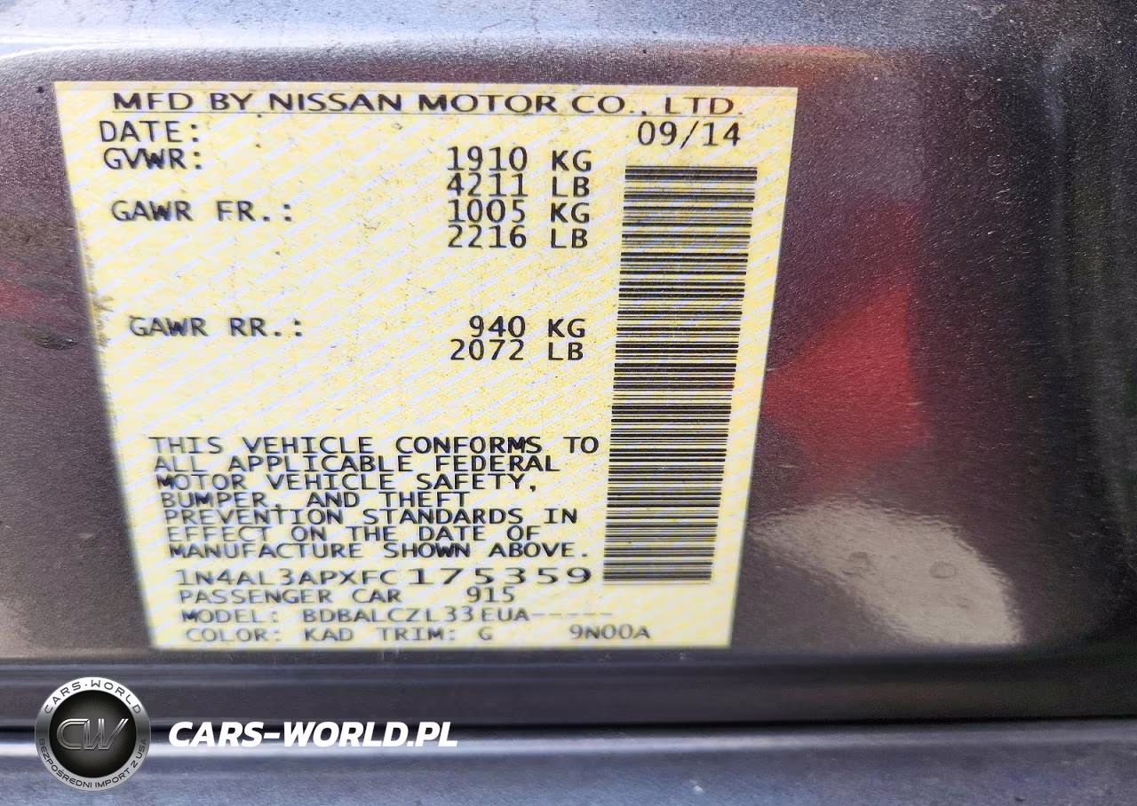 2015 Nissan Altima 2.5 S VIN:1N4AL3APXFC175359 - 12