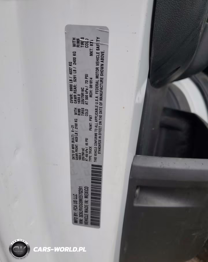 2021 Ram Promaster 2500 2500 High VIN:3C6LRVDG8ME570291 - 10