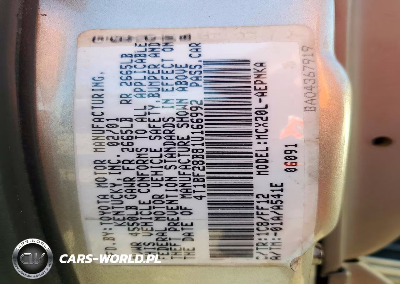 2001 Toyota Avalon Xl VIN:4T1BF28B81U166992 - 12