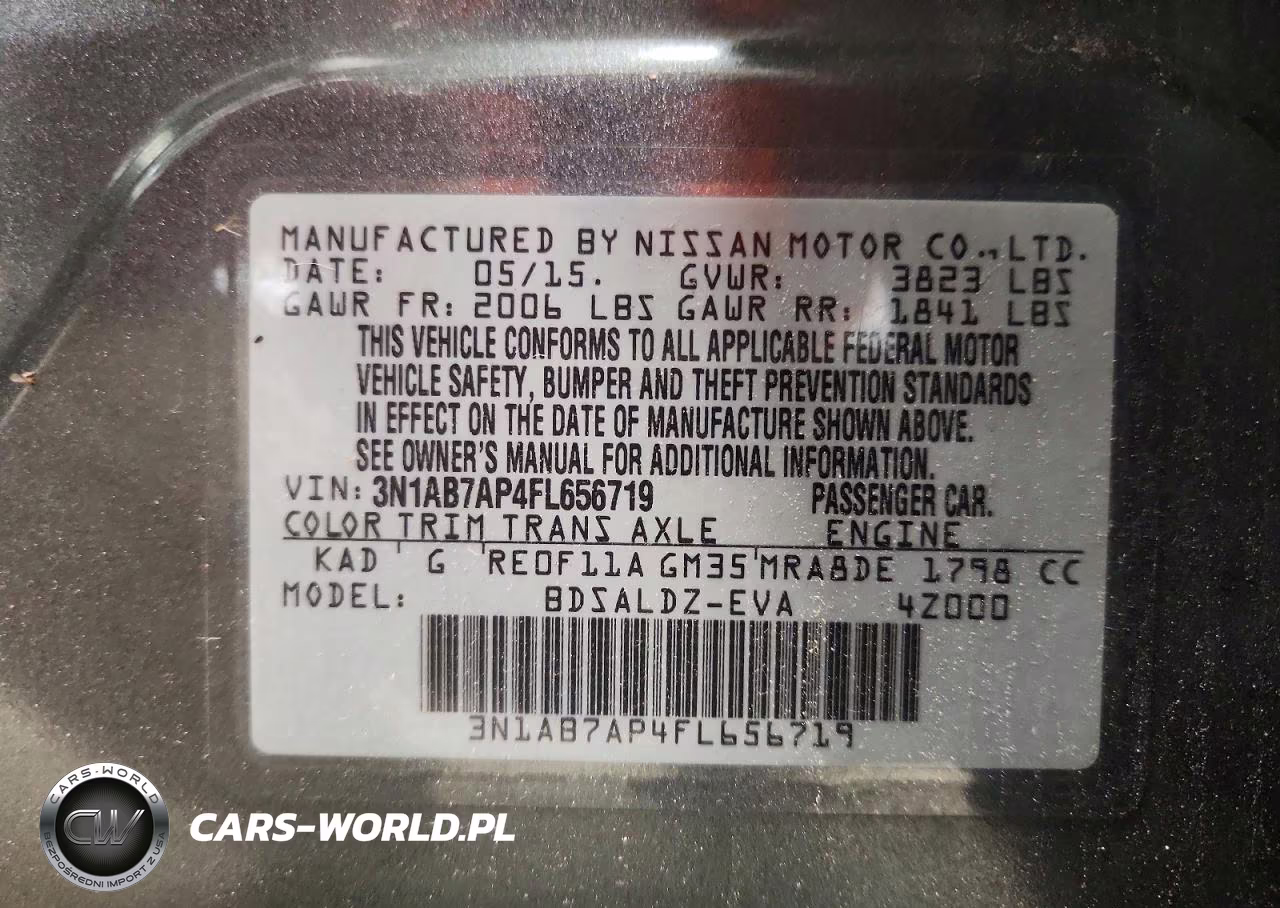 2015 Nissan Sentra Sv VIN:3N1AB7AP4FL656719 - 12