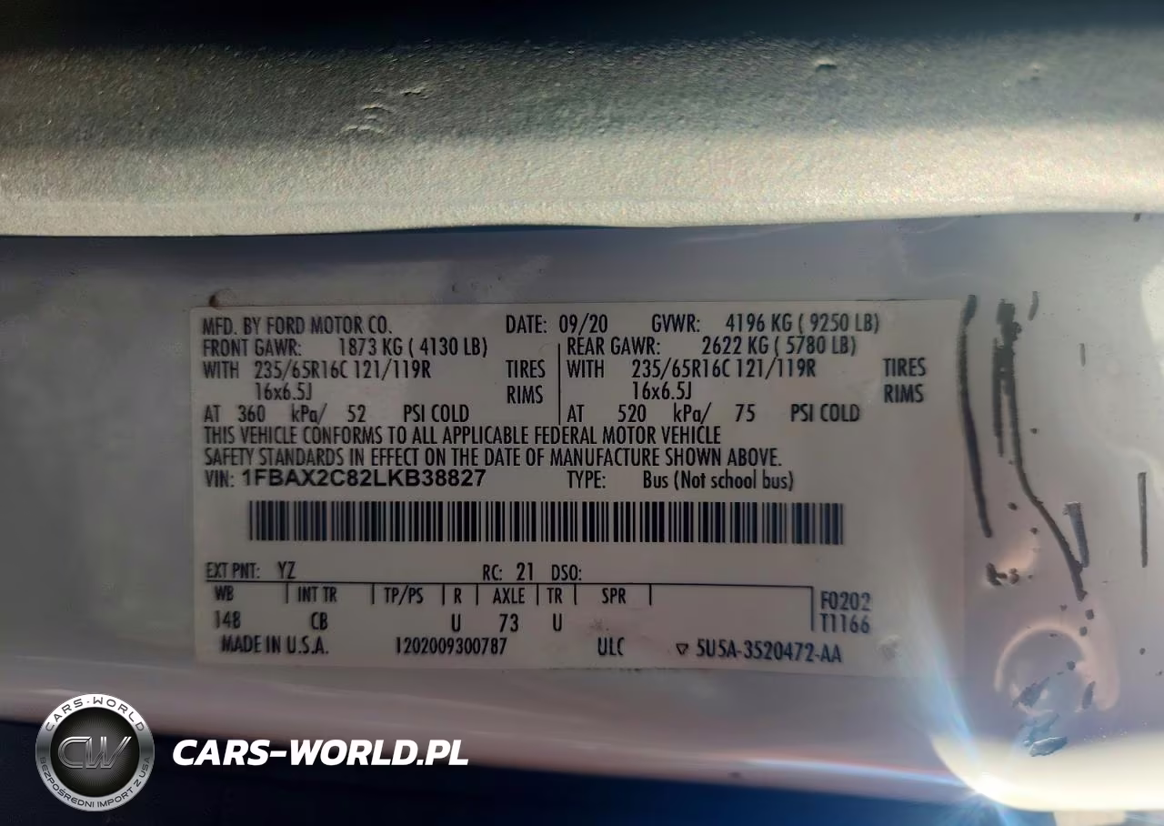 2020 Ford Transit T-350 VIN:1FBAX2C82LKB38827 - 13