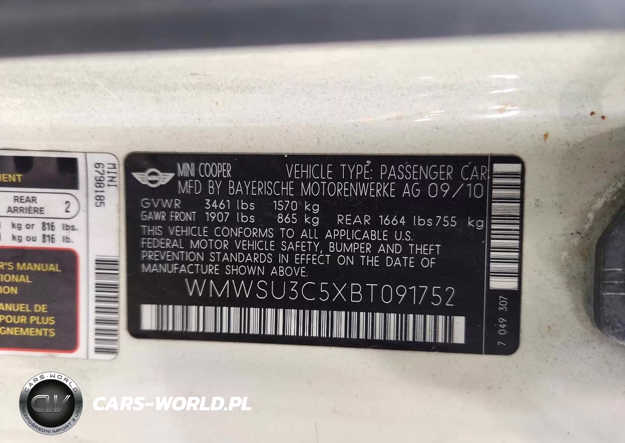 2011 Mini Cooper VIN:WMWSU3C5XBT091752 - 12