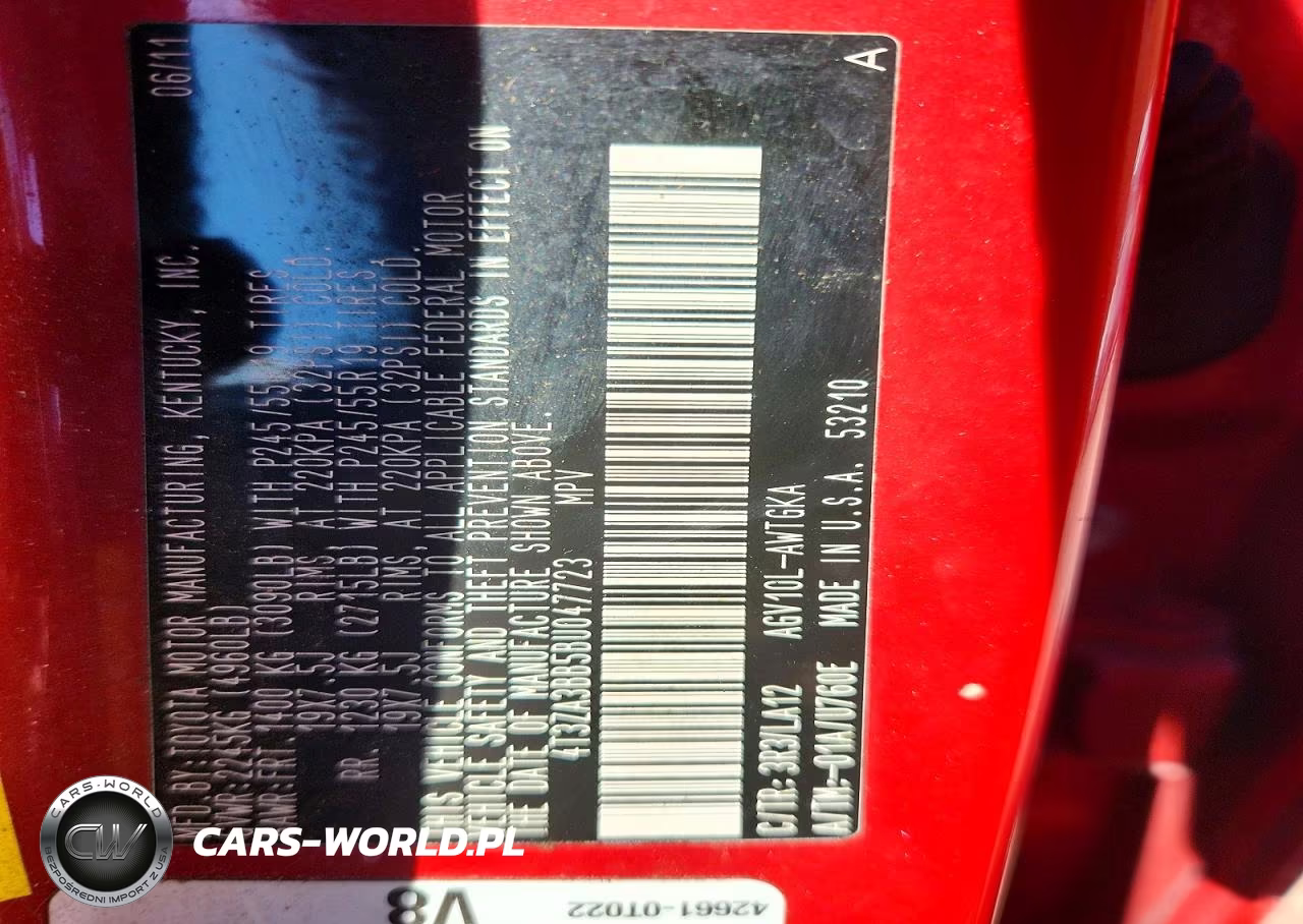 2011 Toyota Venza Fwd 4Cyl VIN:4T3ZA3BB5BU047723 - 13