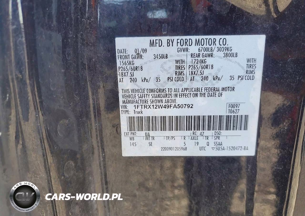 2009 Ford F150 Super Cab VIN:1FTRX12W49FA50792 - 12