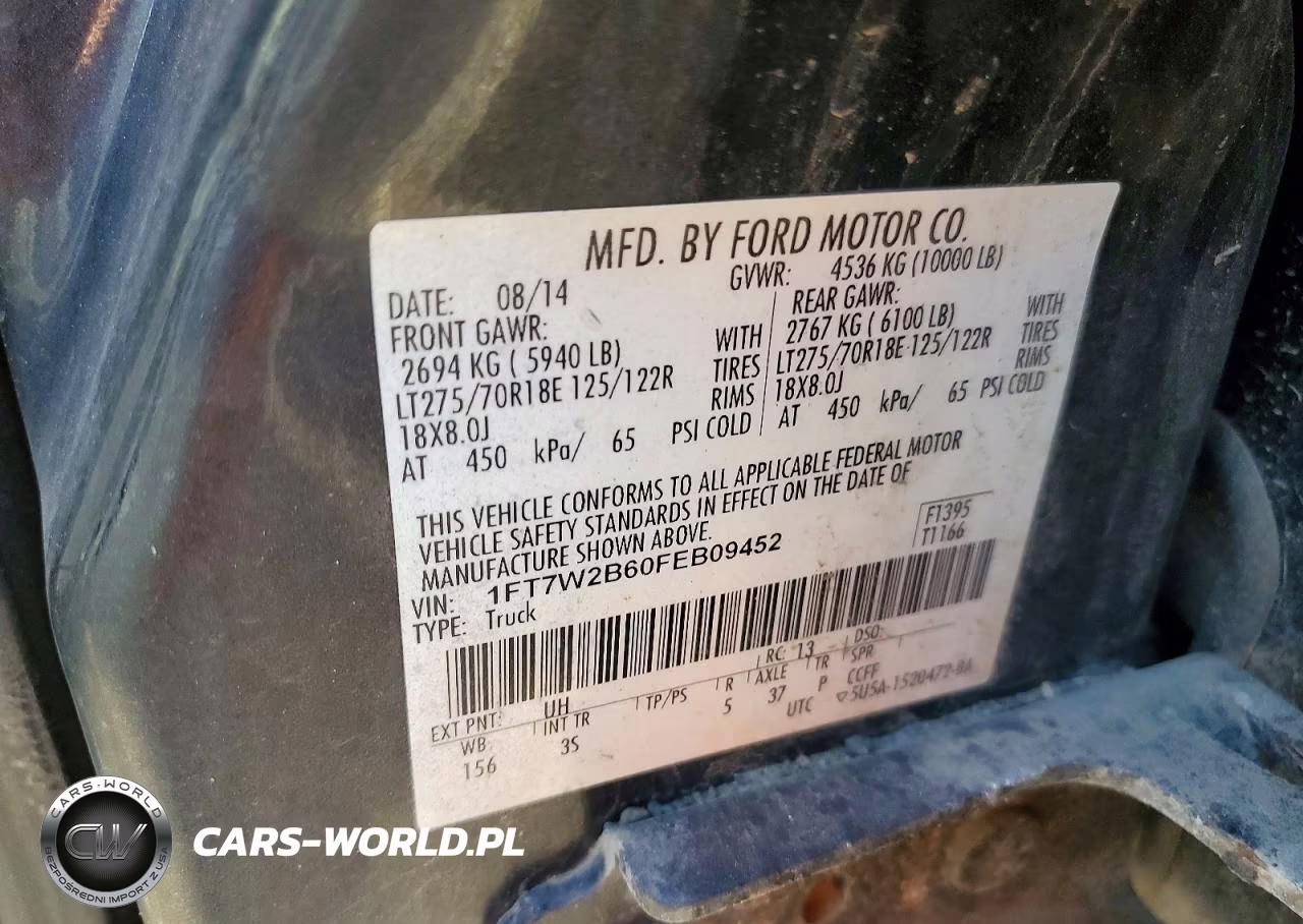 2015 Ford F250 Super Duty VIN:1FT7W2B60FEB09452 - 12