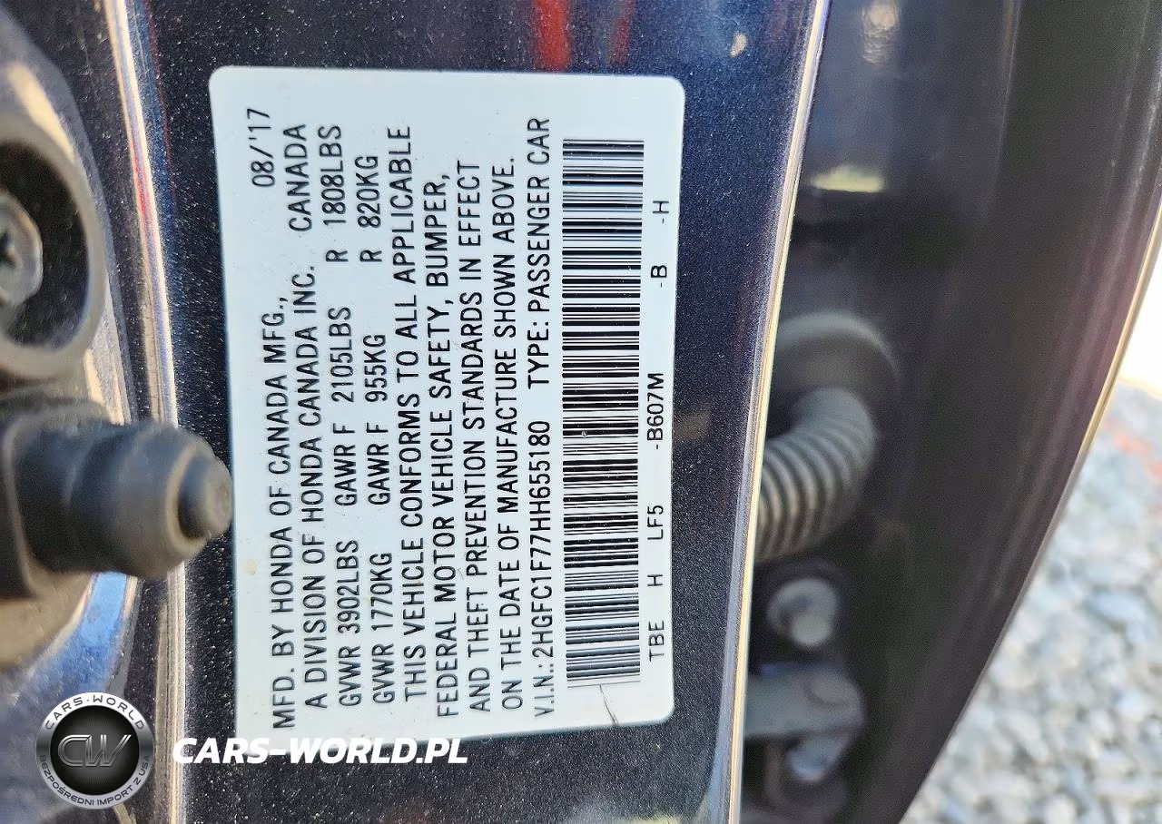 2017 Honda Civic Exl VIN:2HGFC1F77HH655180 - 12