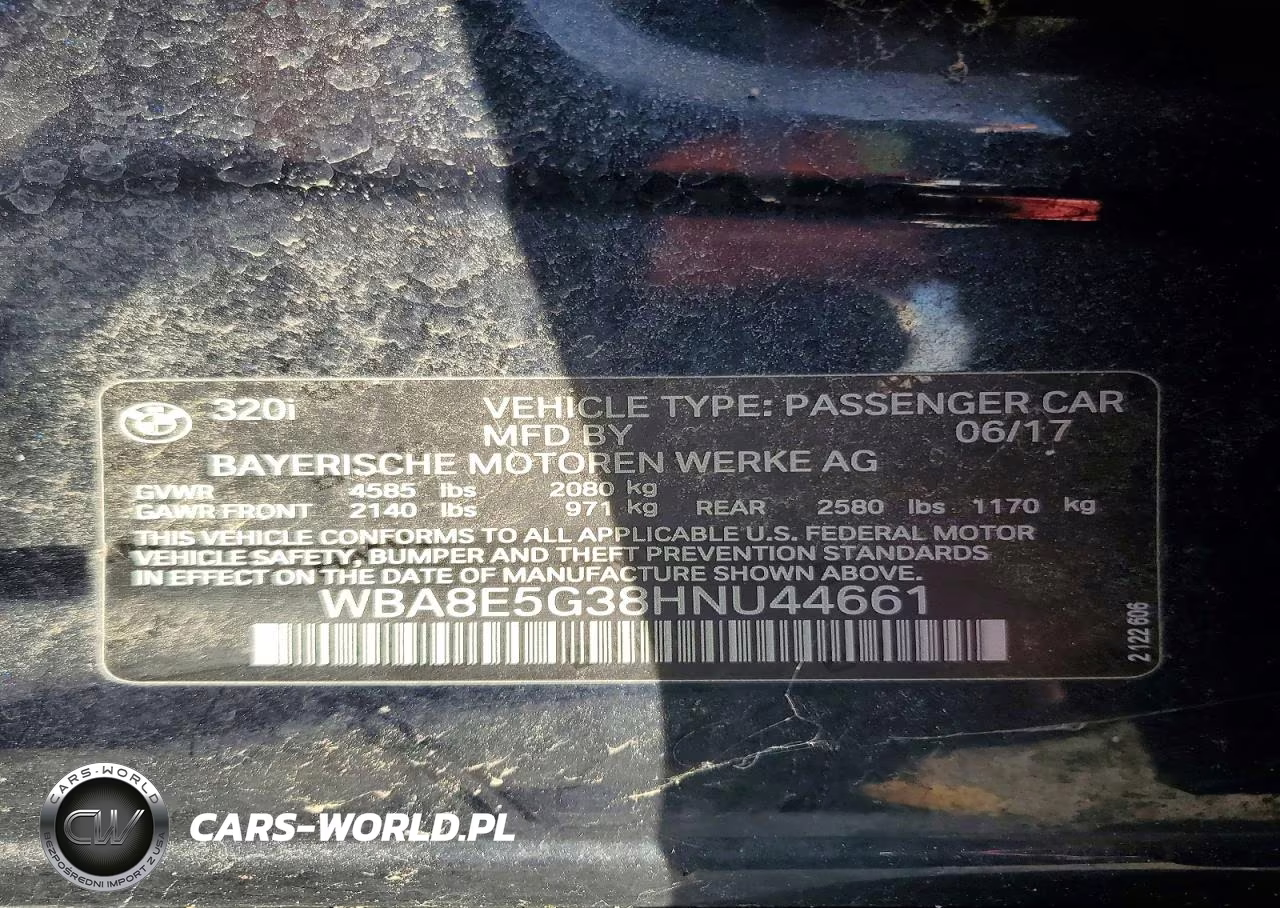 2017 BMW 320 Xi VIN:WBA8E5G38HNU44661 - 12