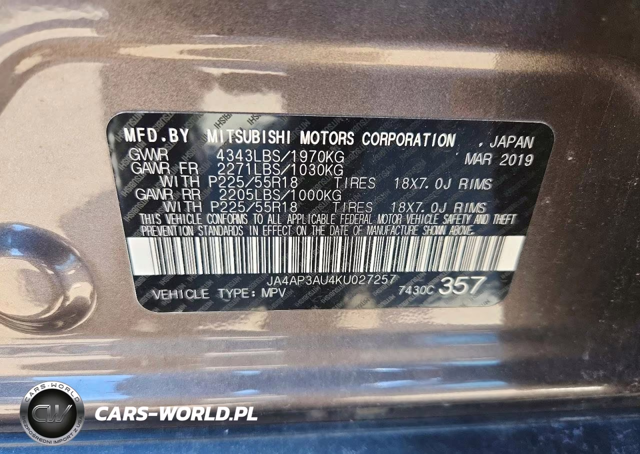 2019 Mitsubishi Outlander Sport Es VIN:JA4AP3AU4KU027257 - 13