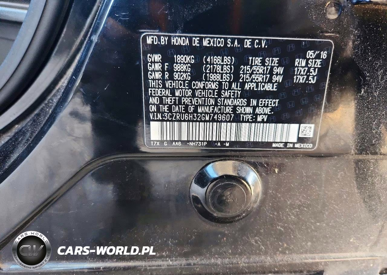 2016 Honda Hr-V Lx VIN:3CZRU6H32GM749607 - 12