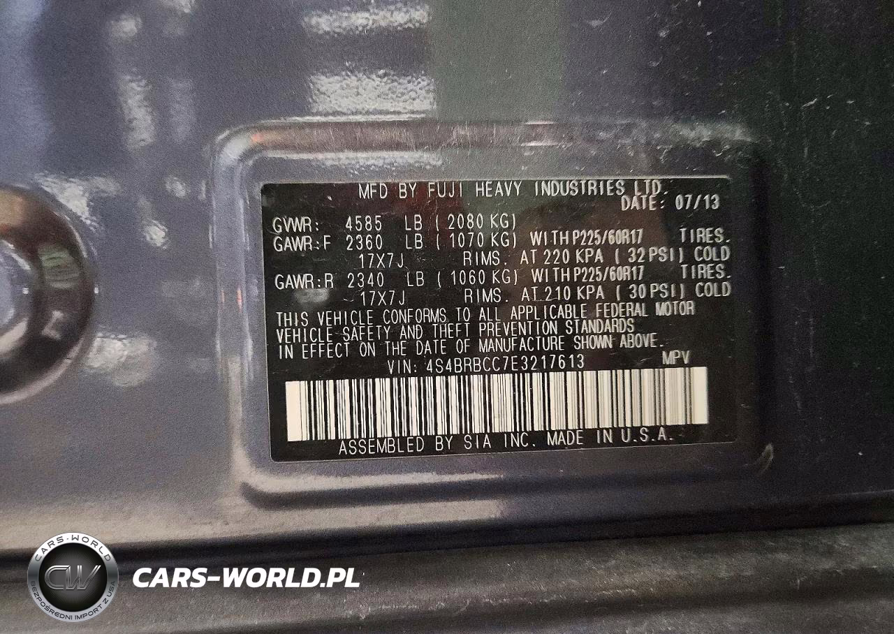 2014 Subaru Outback 2.5I Premium VIN:4S4BRBCC7E3217613 - 13