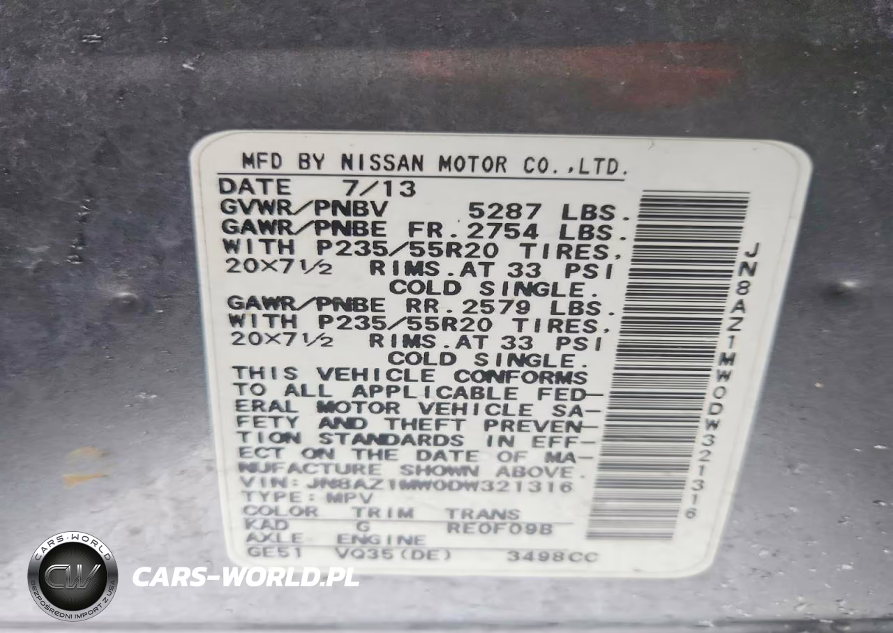 2013 Nissan Murano S VIN:JN8AZ1MW0DW321316 - 13