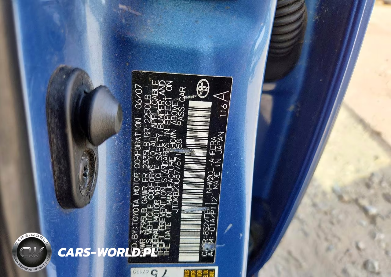 2007 Toyota Prius Base VIN:JTDKB20U877671158 - 12