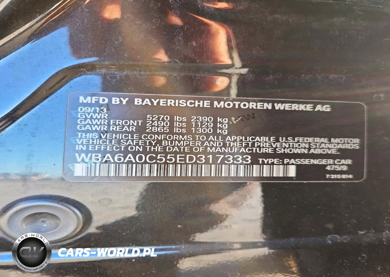 2014 BMW 640 I Gran Coupe VIN:WBA6A0C55ED317333 - 12