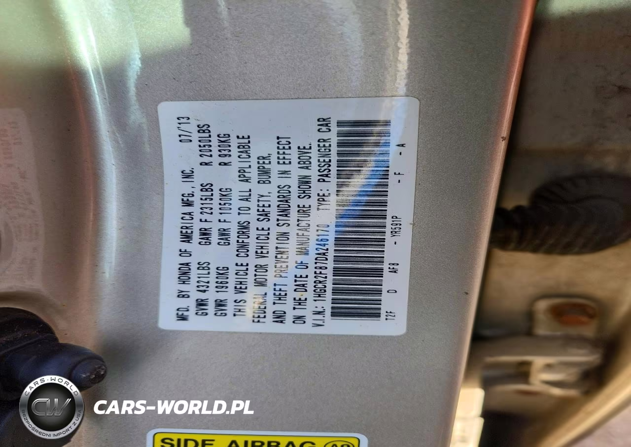2013 Honda Accord Exl VIN:1HGCR2F87DA246170 - 12