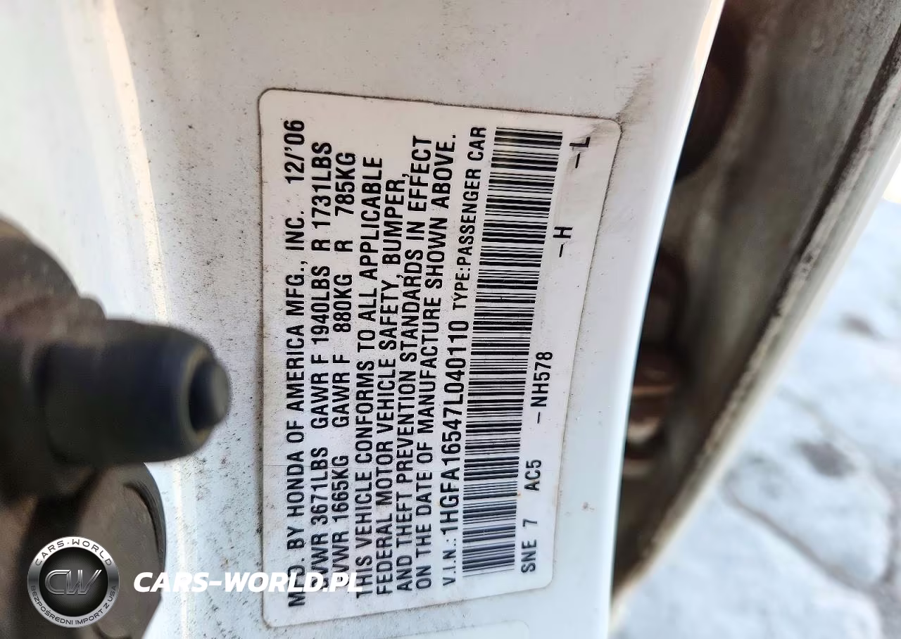 2007 Honda Civic Lx VIN:1HGFA16547L040110 - 12