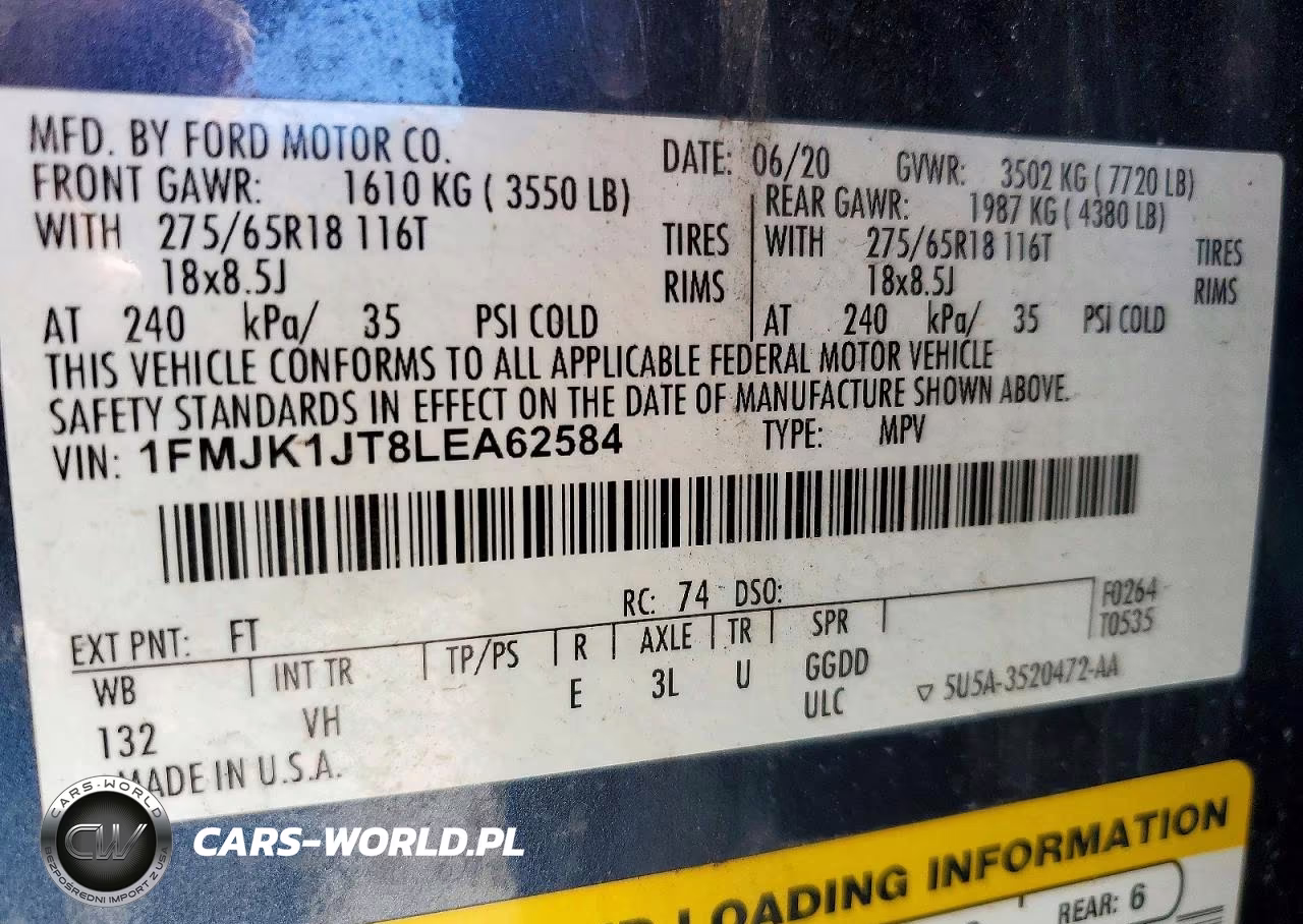 2020 Ford Expedition Max Xlt VIN:1FMJK1JT8LEA62584 - 14