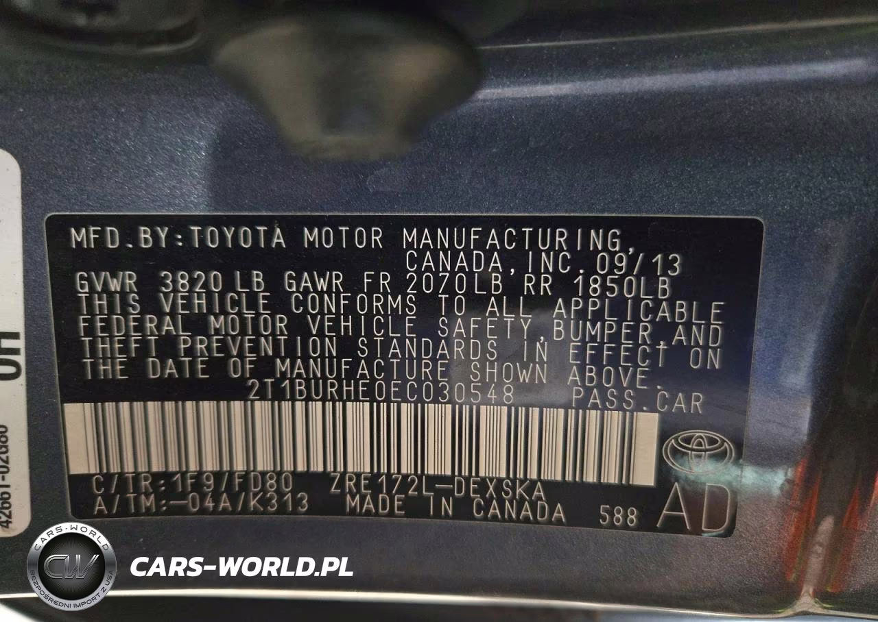 2014 Toyota Corolla S Plus VIN:2T1BURHE0EC030548 - 12