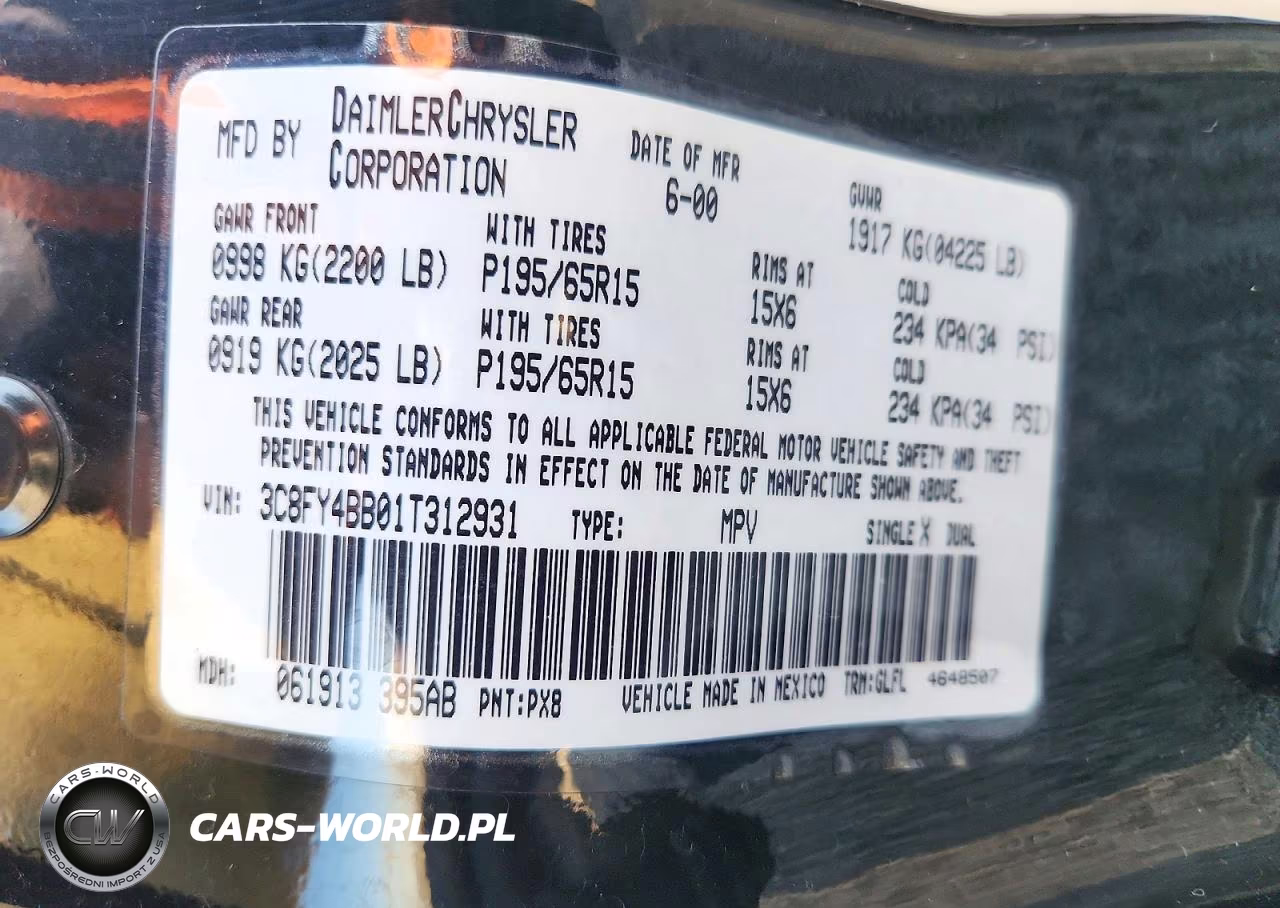 2001 Chrysler Pt Cruiser VIN:3C8FY4BB01T312931 - 12