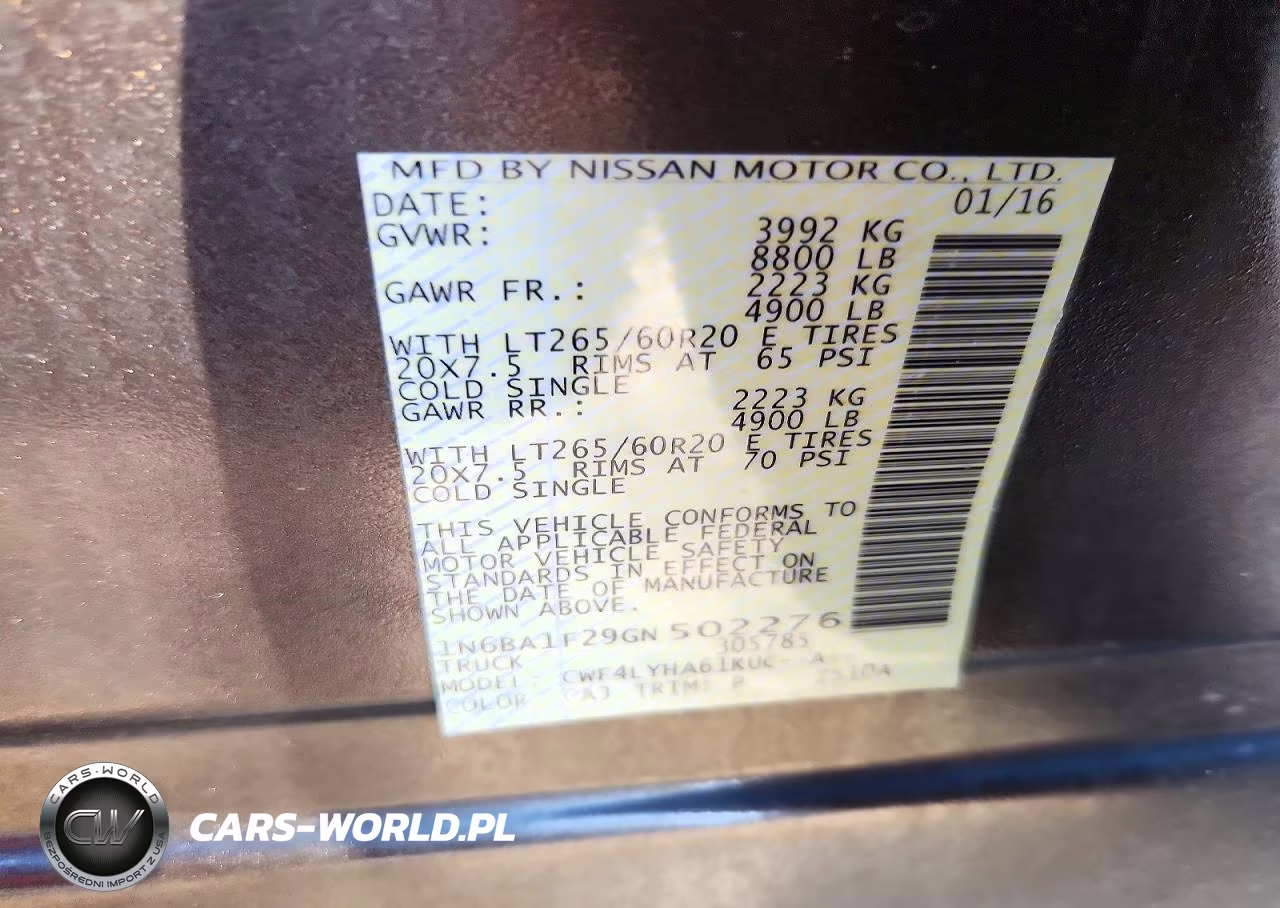 2016 Nissan Titan Xd Platinum Reserve VIN:1N6BA1F29GN502276 - 12