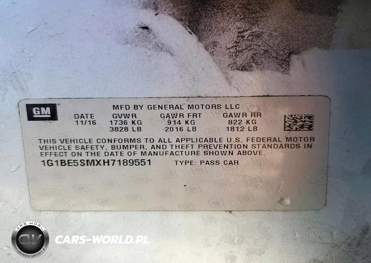 2017 Chevrolet Cruze Lt VIN:1G1BE5SMXH7189551 - 12