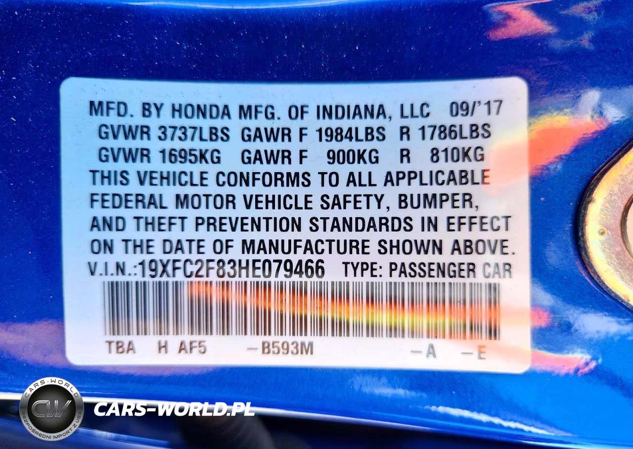 2017 Honda Civic Ex VIN:19XFC2F83HE079466 - 12