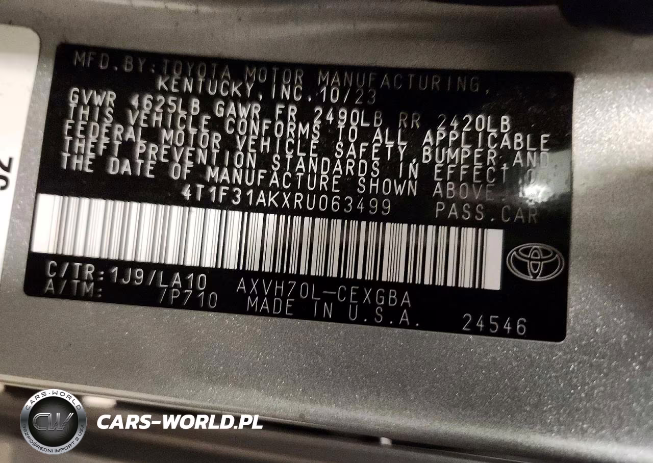 2024 Toyota Camry Xle VIN:4T1F31AKXRU063499 - 12