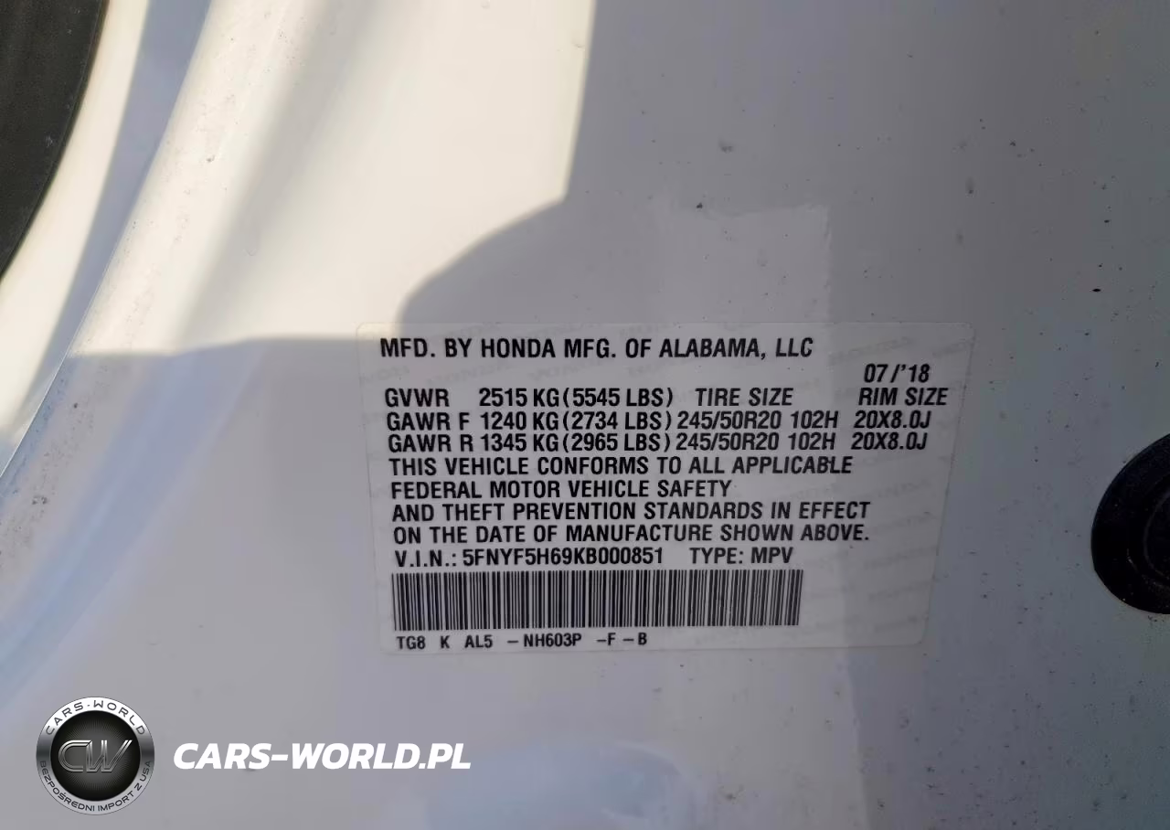 2019 Honda Pilot Touring VIN:5FNYF5H69KB000851 - 13