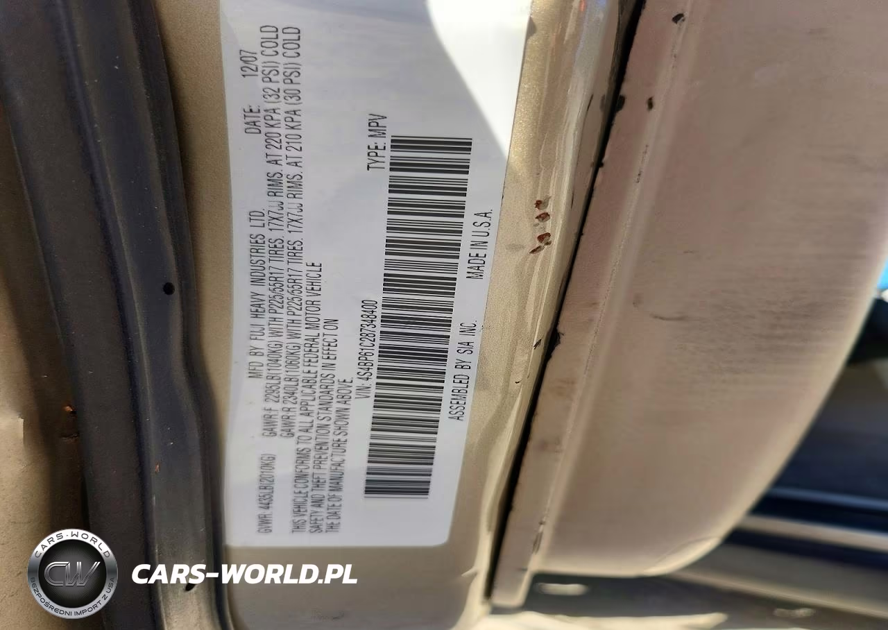 2008 Subaru Outback 2.5I VIN:4S4BP61C287348400 - 12